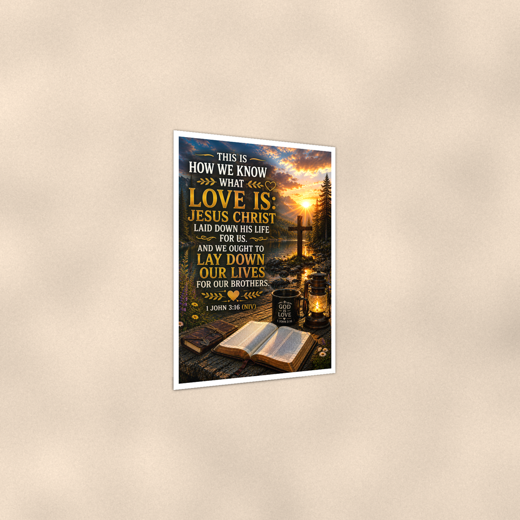 How We Know What Love Is - 1 John 3:16, Christian Poster 16x24 & 24x36 — Print detail