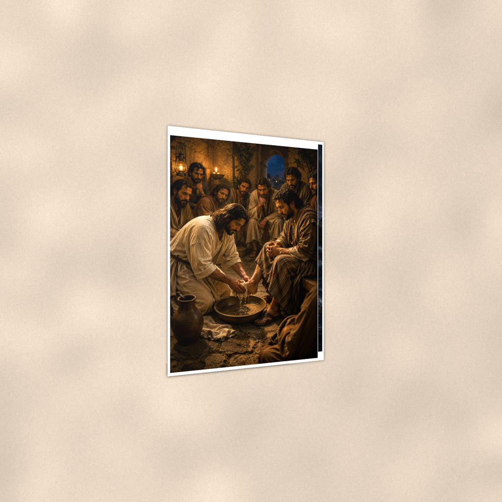 Jesus Washes A Disciple's Feet - Christian Poster 16x24 & 24x36 — Print detail