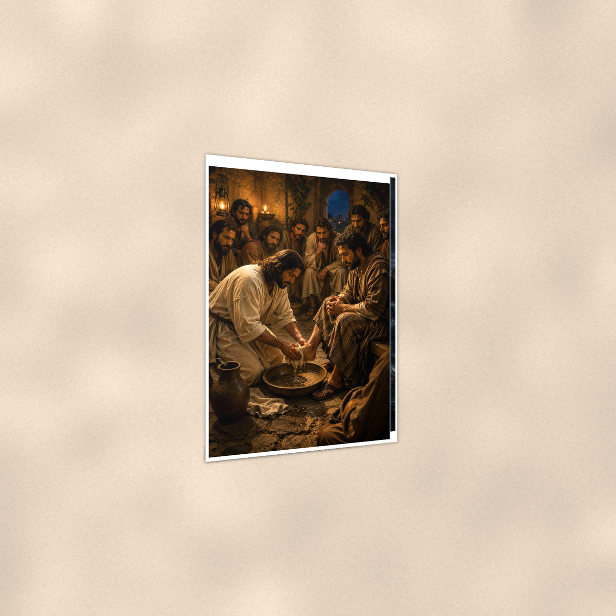 Jesus Washes A Disciple's Feet - Christian Poster 16x24 & 24x36 — Print detail