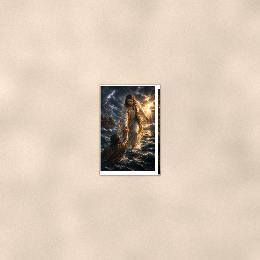 Jesus Saves Sinking Peter - Christian Poster 16x24 & 24x36 — Room display
