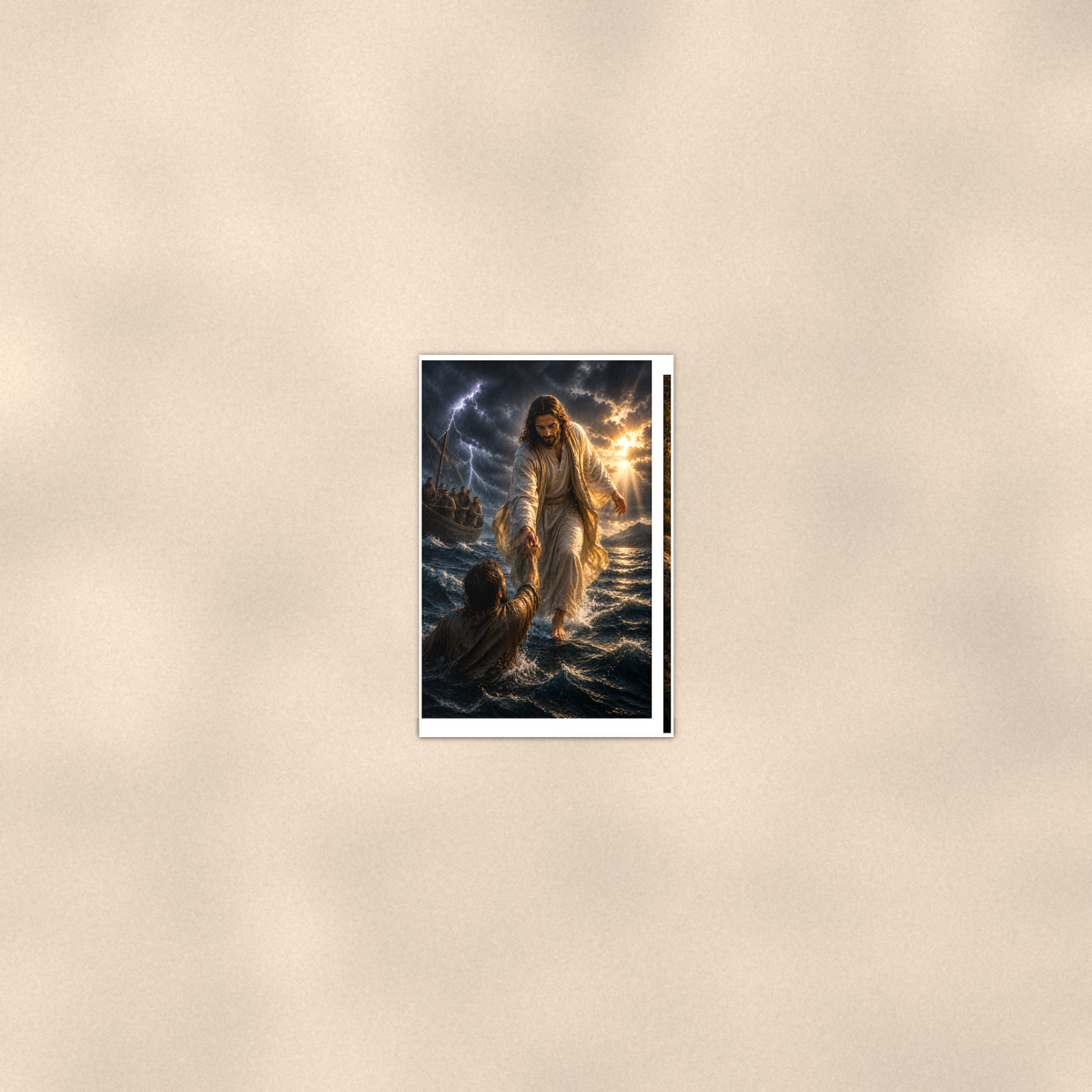 Jesus Saves Sinking Peter - Christian Poster 16x24 & 24x36 — Room display