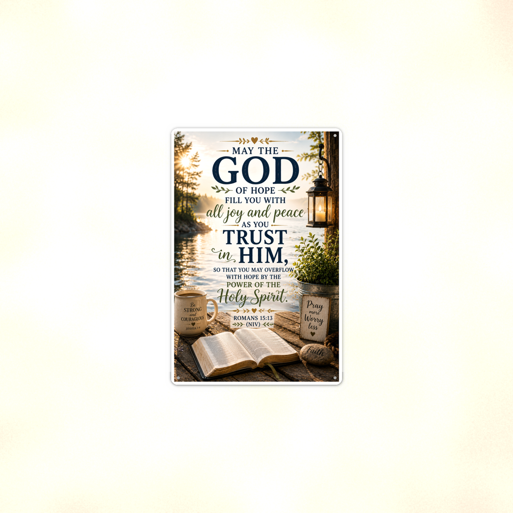 May The God Of Hope Fill You - Romans 15:13, Christian Metal Sign 8x12 & 12x18 — Context view