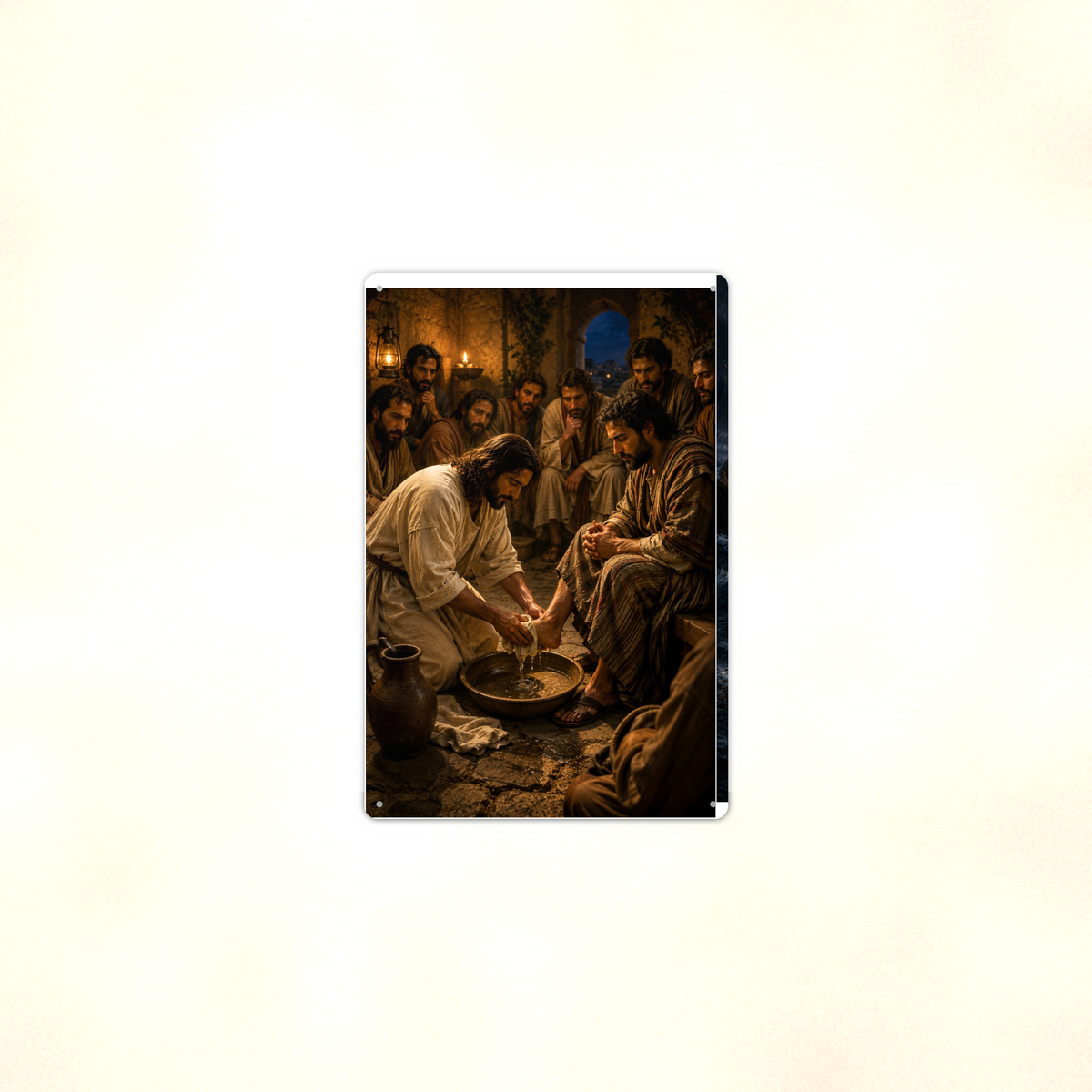 Jesus Washes A Disciple's Feet - Christian Metal Sign 8x12 & 12x18 — Context view