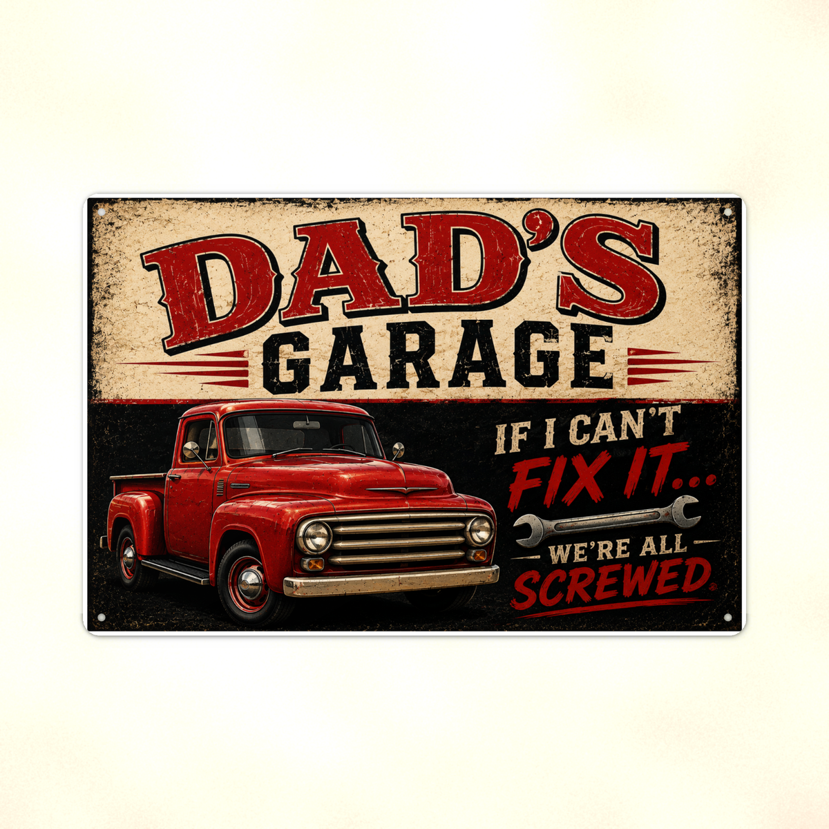 Dad's Garage - If I Can't Fix It We're All Screwed, Metal Sign 8x12 & 12x18 — Print detail