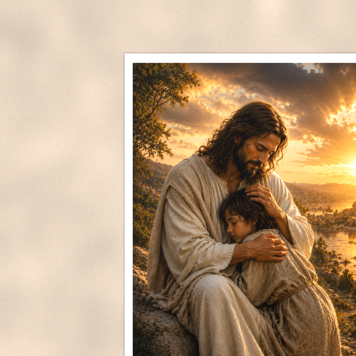 Jesus Comforting A Child - Christian Poster 16x24 & 24x36 — Context view