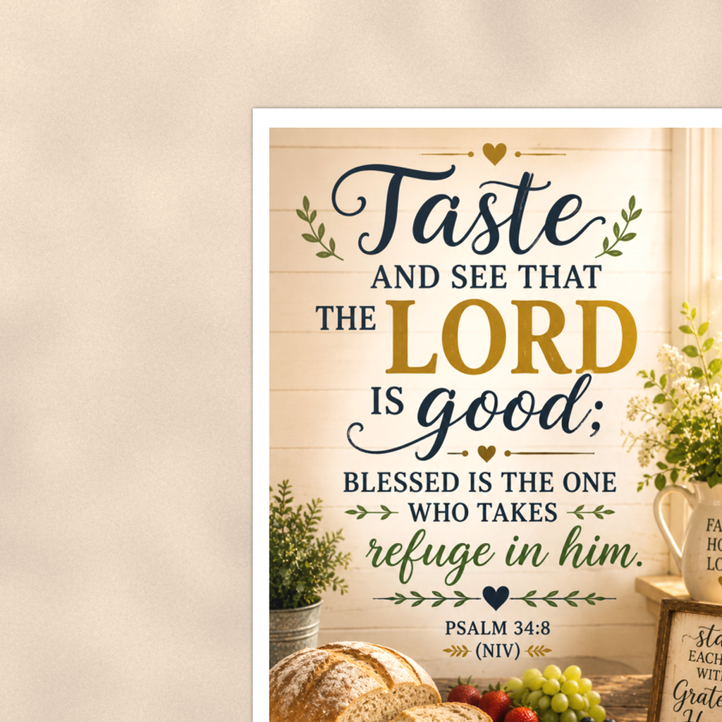 Taste And See That The Lord Is Good - Psalm 34:8, Christian Poster 16x24 & 24x36 — Context view