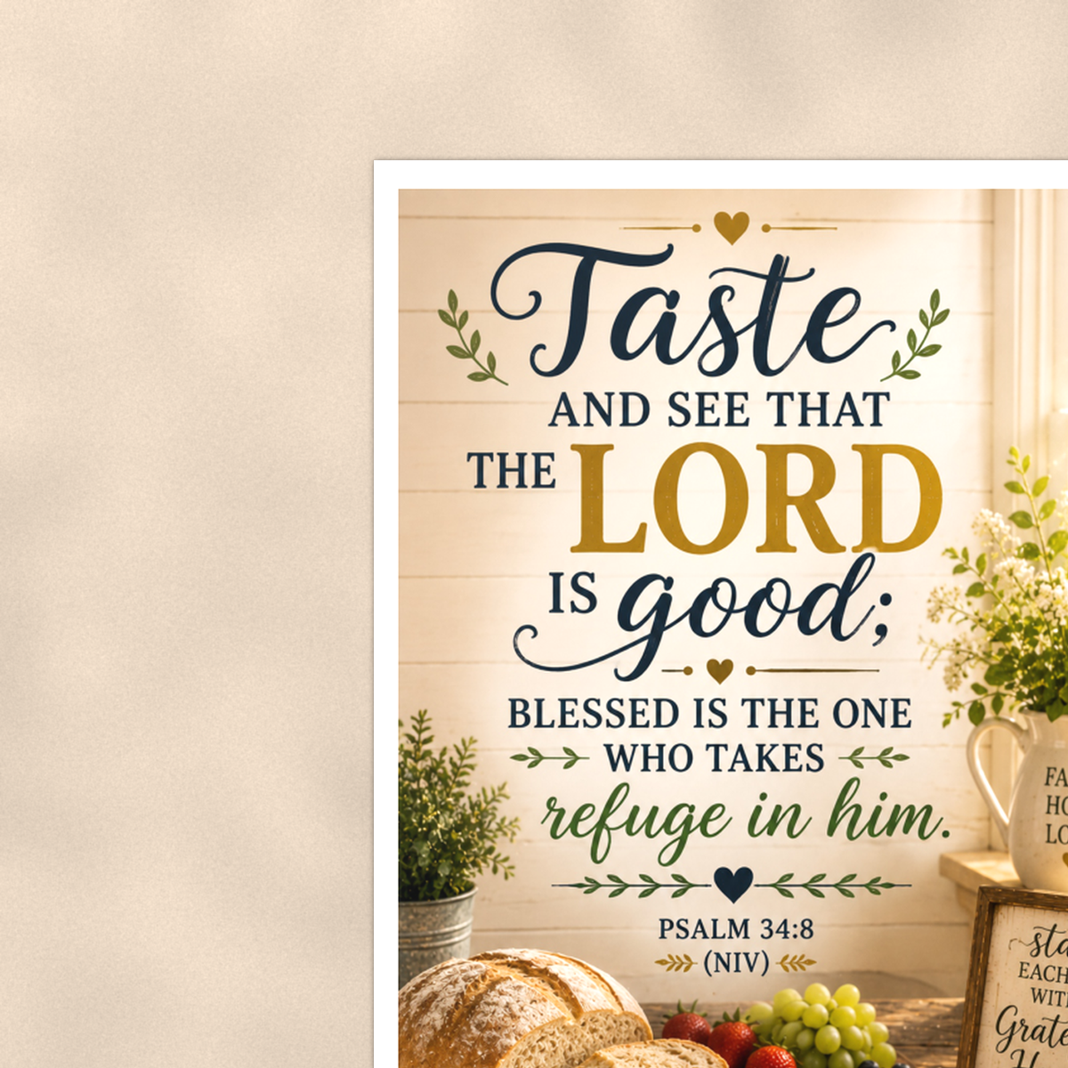 Taste And See That The Lord Is Good - Psalm 34:8, Christian Poster 16x24 & 24x36 — Context view