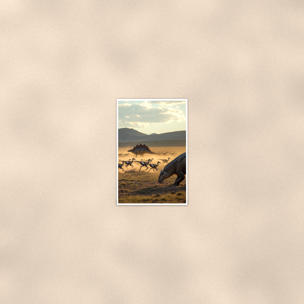 Dinosaur Herd Plains Scene - Poster 16x24 & 24x36 — Room display
