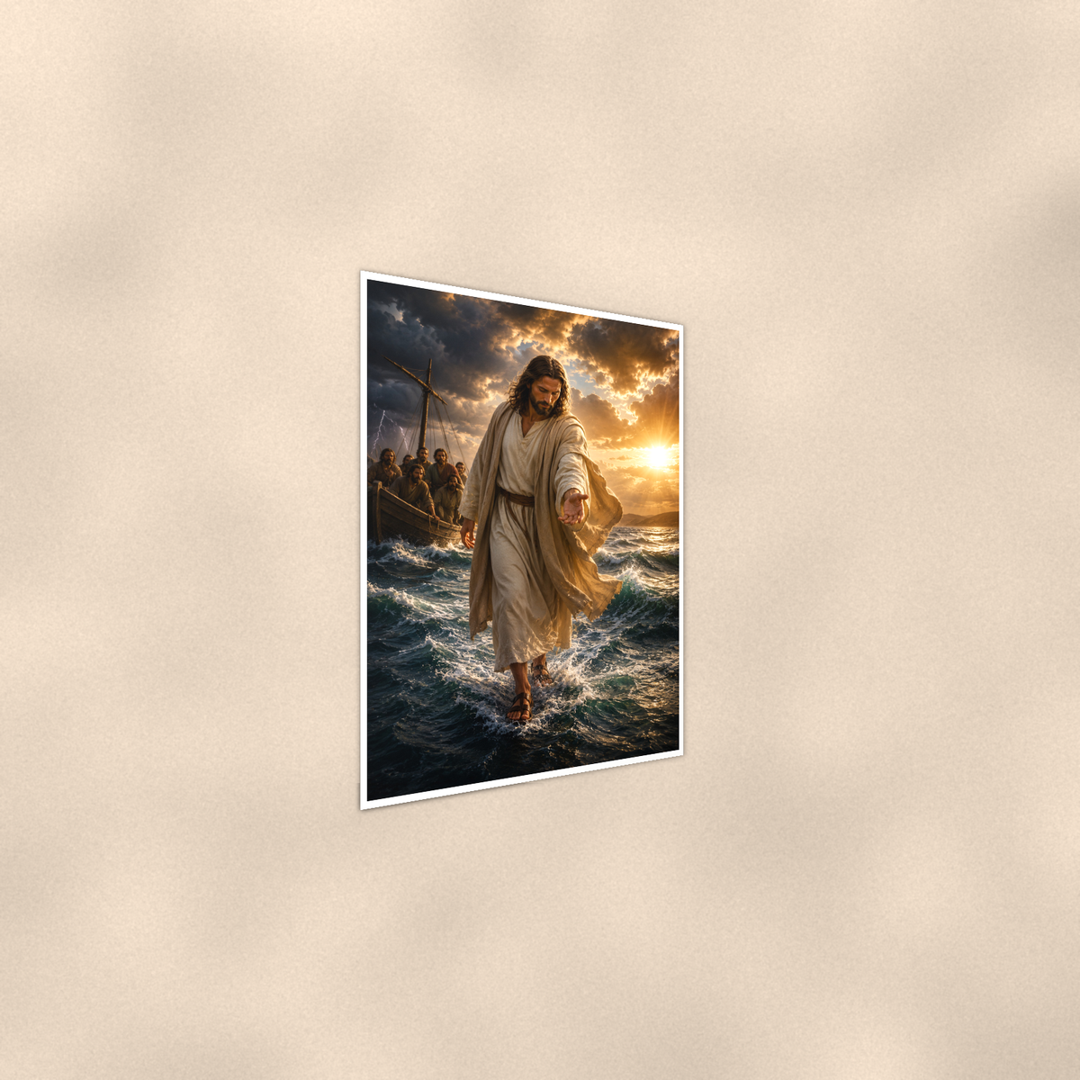 Jesus Walking On Water - Christian Poster 16x24 & 24x36 — Alternate wall view