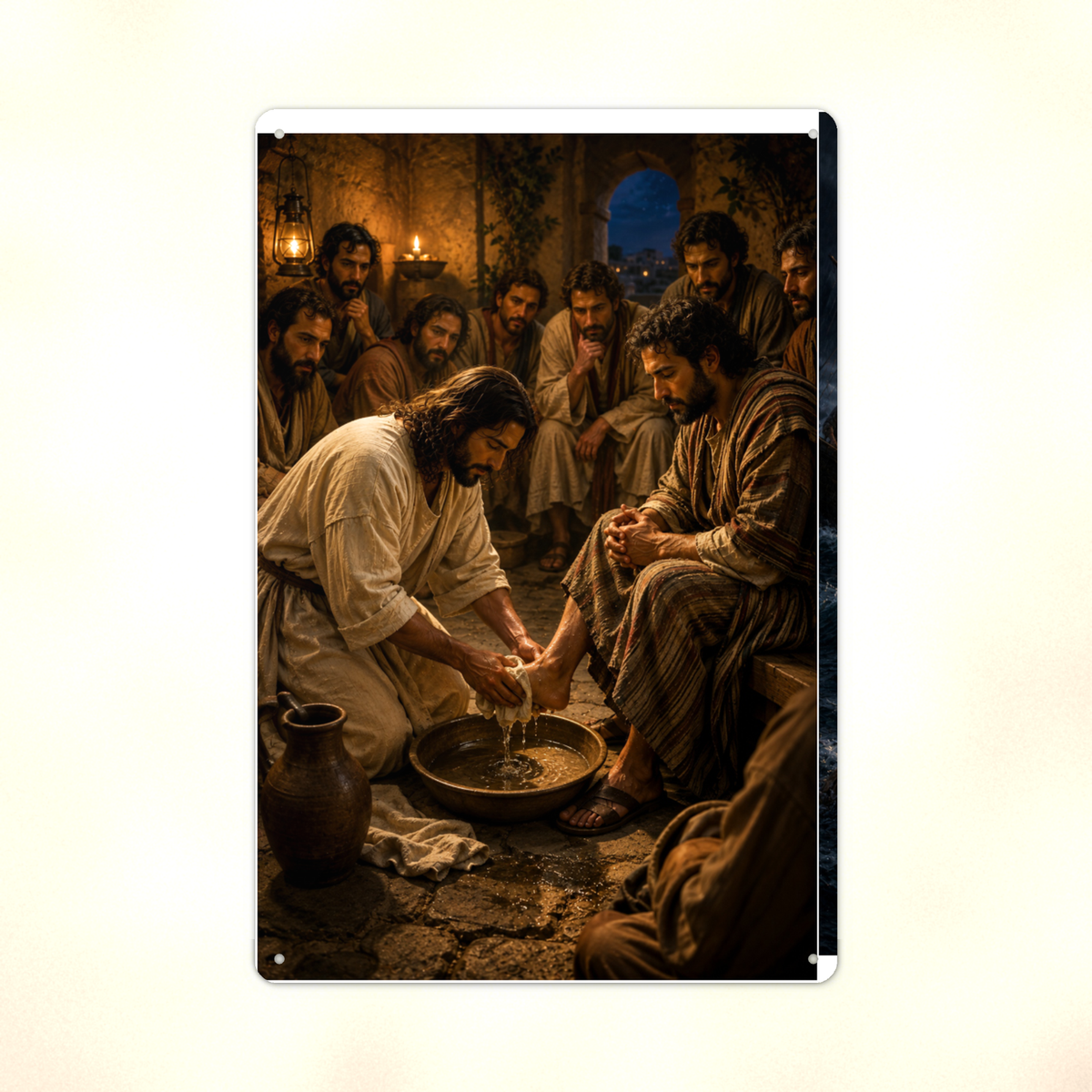 Jesus Washes A Disciple's Feet - Christian Metal Sign 8x12 & 12x18 — Print detail