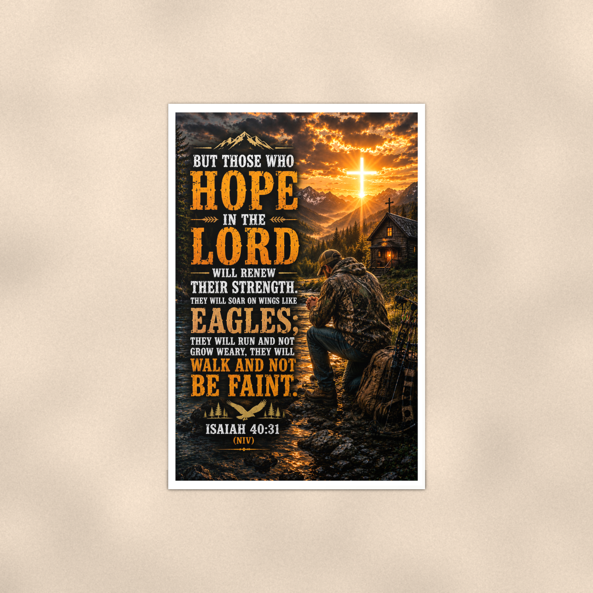 Hope In The Lord Will Renew Their Strength - Isaiah 40:31, Christian Poster 16x24 & 24x36 — Full product view