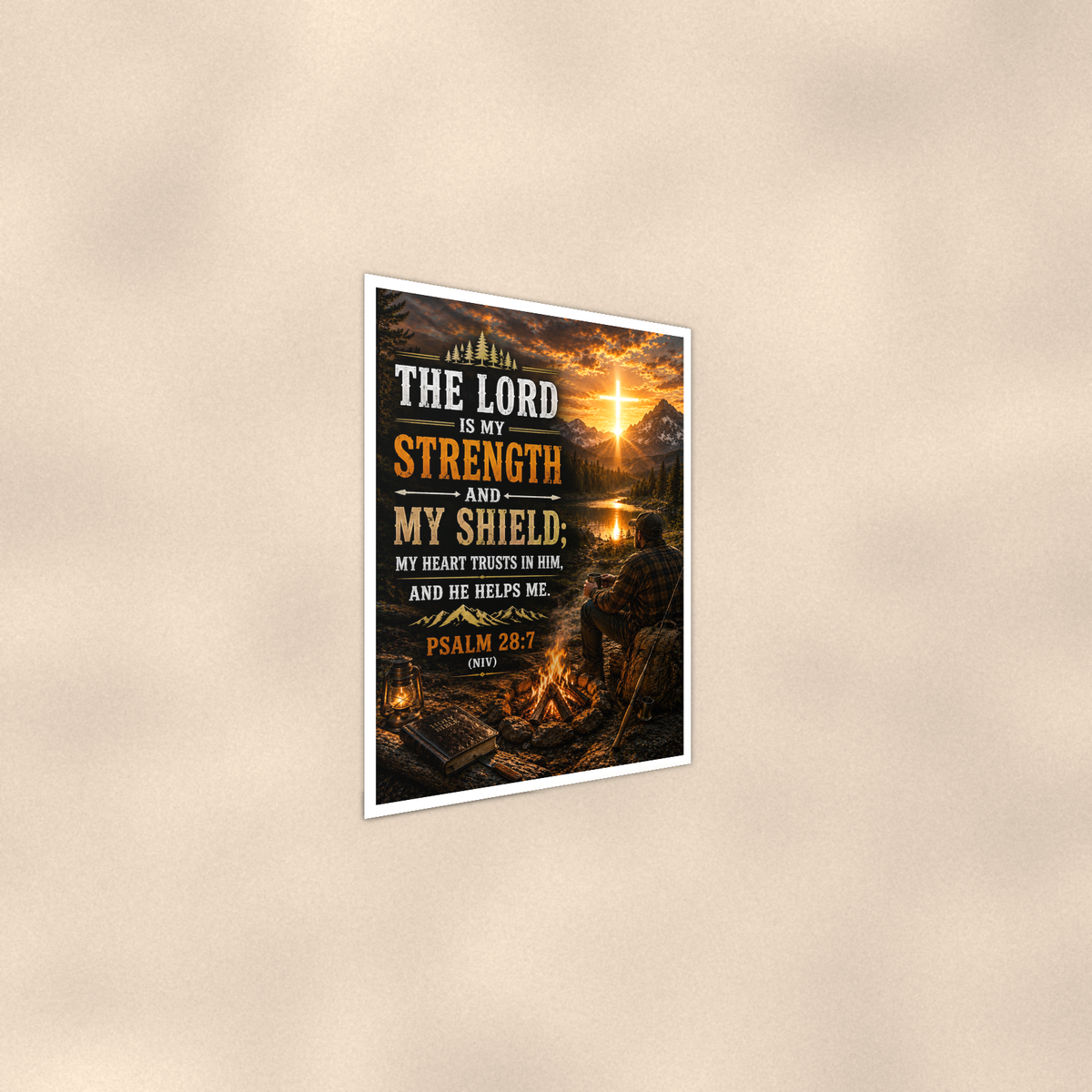 The Lord Is My Strength And Shield - Psalm 28:7, Christian Poster 16x24 & 24x36 — Alternate wall view
