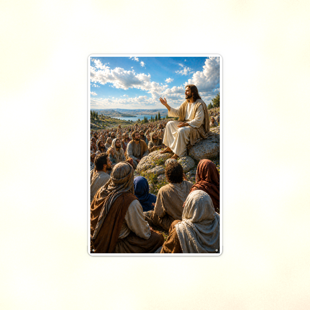 Sermon On The Mount - Christian Metal Sign 8x12 & 12x18 — Full product view