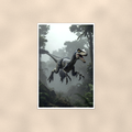 Feathered Raptor Leaping - Dinosaur Poster 16x24 & 24x36 — Full product view
