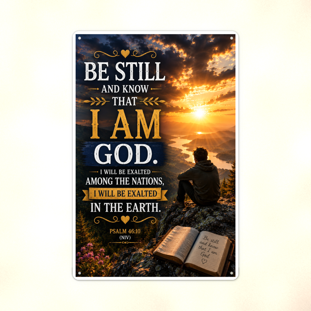 Be Still And Know That I Am God - Psalm 46:10, Christian Metal Sign 8x12 & 12x18 — Print detail