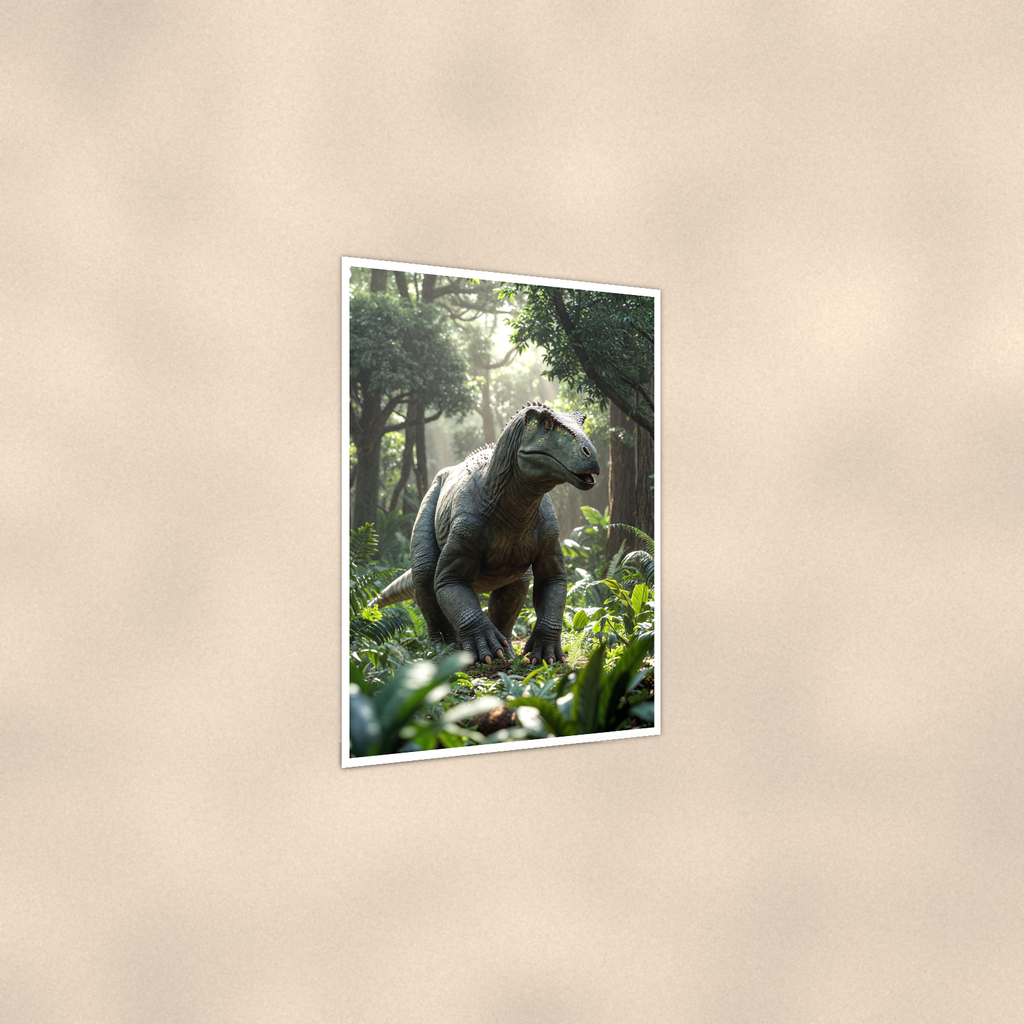 Horned Dinosaur Forest Scene - Poster 16x24 & 24x36, Kids Room Wall Art — Print detail