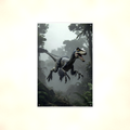 Feathered Raptor Leaping - Dinosaur Metal Sign 8x12 & 12x18, Aluminum Decor — Full product view