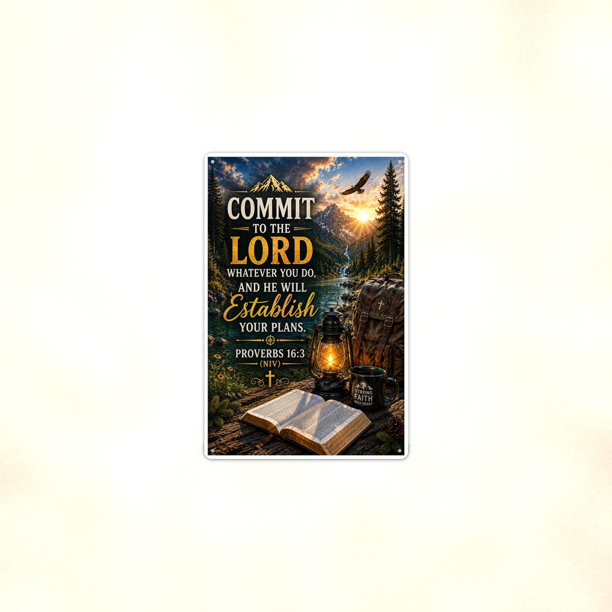 Commit To The Lord - Proverbs 16:3, Christian Metal Sign 8x12 & 12x18 — Context view