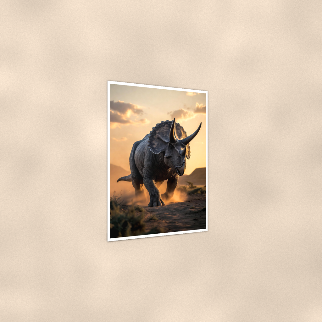 Triceratops Sunset Plains - Dinosaur Poster 16x24 & 24x36 — Print detail