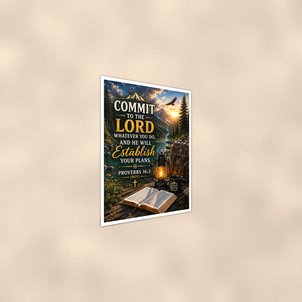 Commit To The Lord - Proverbs 16:3, Christian Poster 16x24 & 24x36 — Alternate wall view