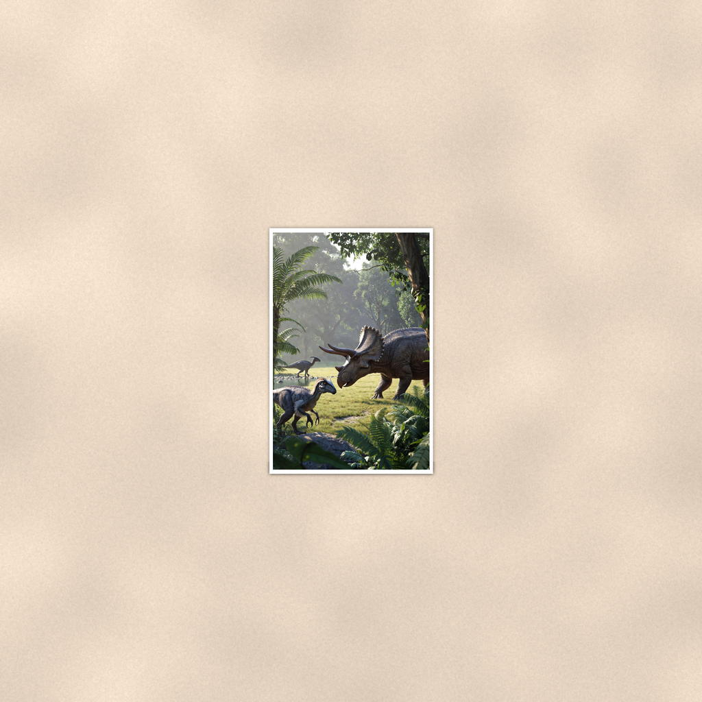 Triceratops Waterhole Scene - Dinosaur Poster 16x24 & 24x36 — Room display
