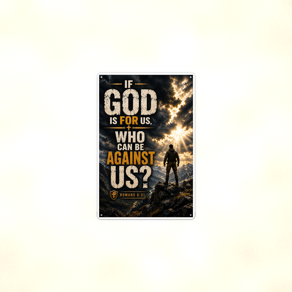 If God Is For Us, Who Can Be Against - Romans 8:31, Christian Metal Sign 8x12 & 12x18 — Context view
