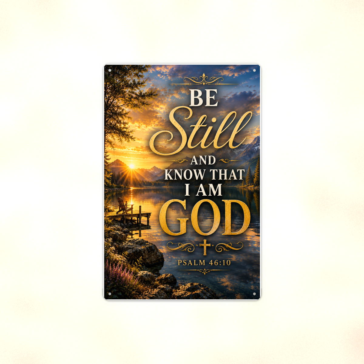 Be Still And Know That I Am God - Psalm 46:10, Christian Metal Sign 8x12 & 12x18 — Full product view