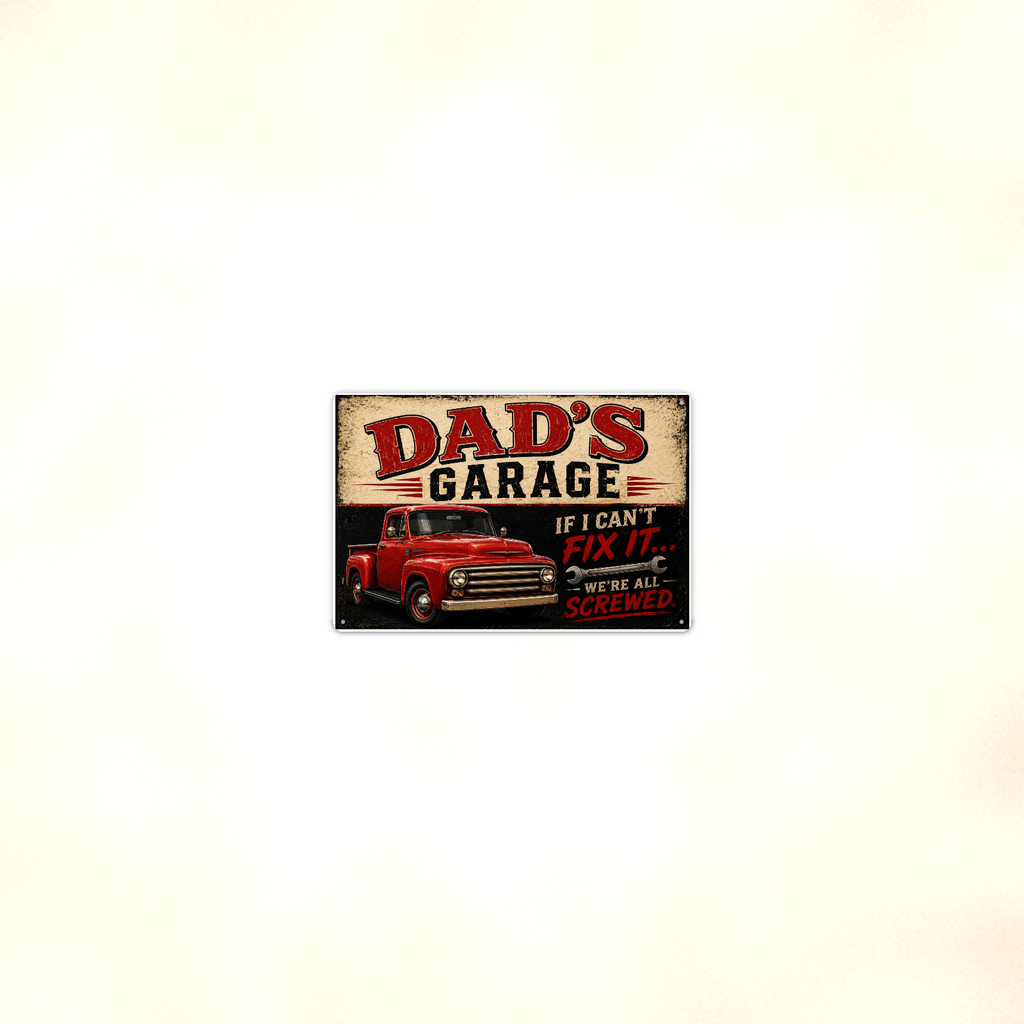 Dad's Garage - If I Can't Fix It We're All Screwed, Metal Sign 8x12 & 12x18 — Room display