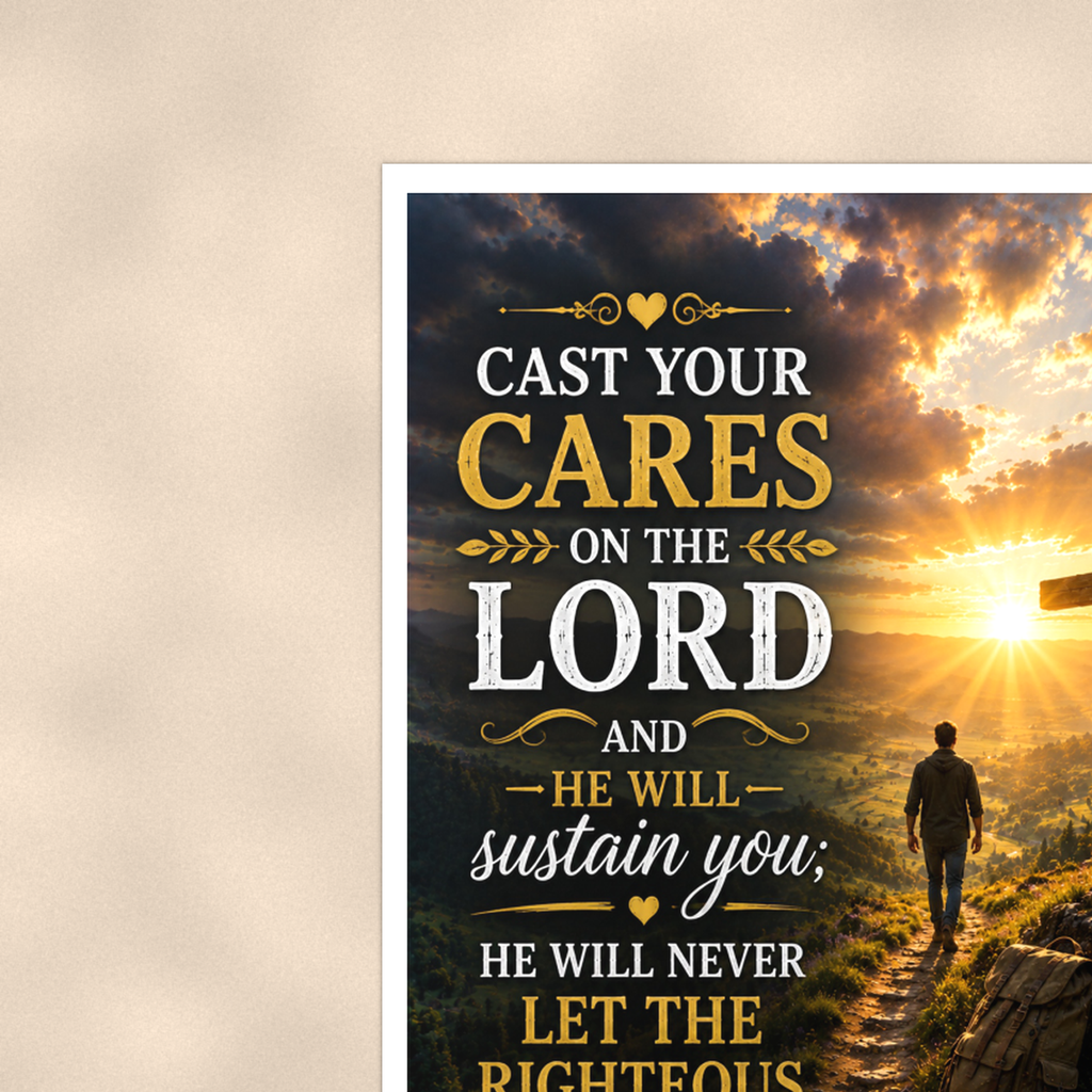 Cast Your Cares On The Lord - Psalm 55:22, Christian Poster 16x24 & 24x36 — Context view