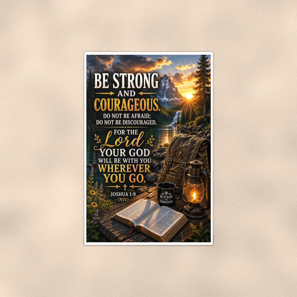 Be Strong And Courageous - Joshua 1:9, Christian Poster 16x24 & 24x36 — Full product view