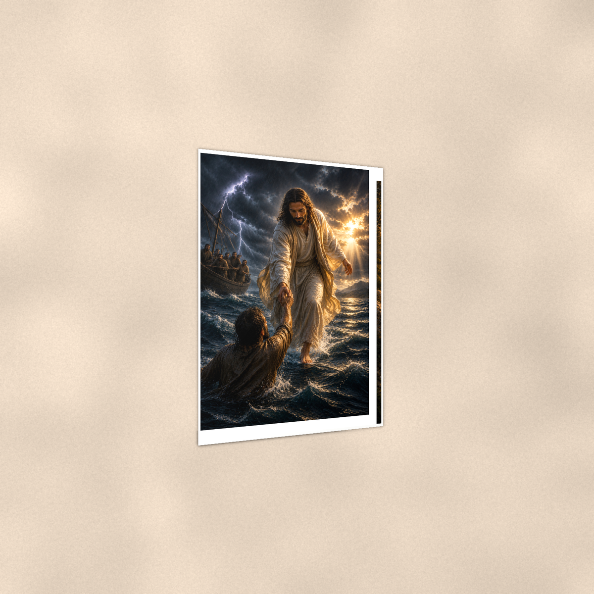 Jesus Saves Sinking Peter - Christian Poster 16x24 & 24x36 — Print detail