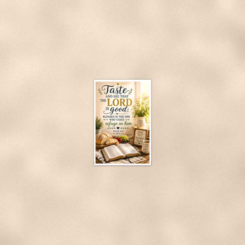 Taste And See That The Lord Is Good - Psalm 34:8, Christian Poster 16x24 & 24x36 — Room display
