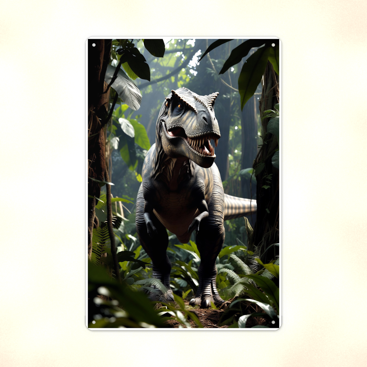 T-Rex Jungle Roar - Dinosaur Metal Sign 8x12 & 12x18, Aluminum Kids Room Decor — Print detail