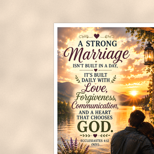 A Strong Marriage Isn't Built In A Day - Ecclesiastes 4:12, Christian Poster 16x24 & 24x36 — Context view