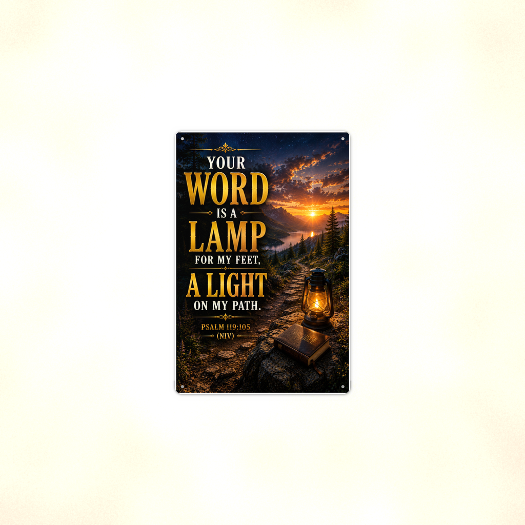 Your Word Is A Lamp For My Feet - Psalm 119:105, Christian Metal Sign 8x12 & 12x18 — Context view