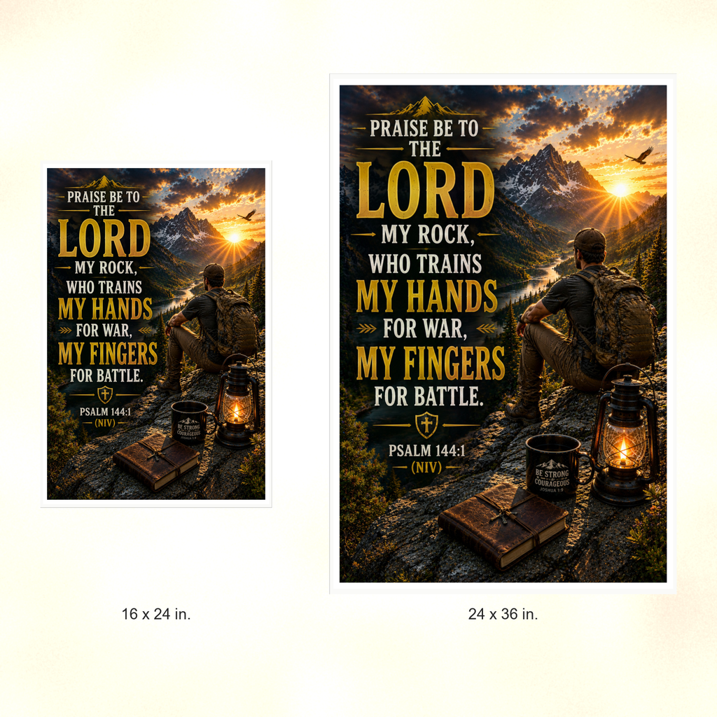 Poster size comparison: 16 x 24 inches and 24 x 36 inches, unframed.