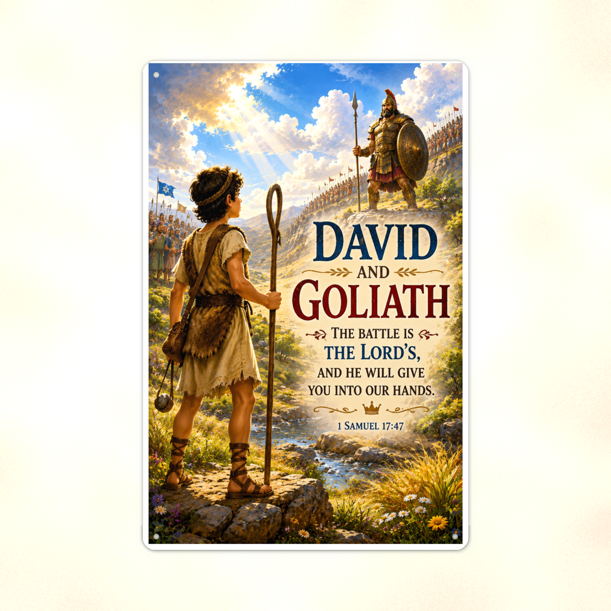 David And Goliath - 1 Samuel 17:47, Christian Metal Sign 8x12 & 12x18 — Print detail