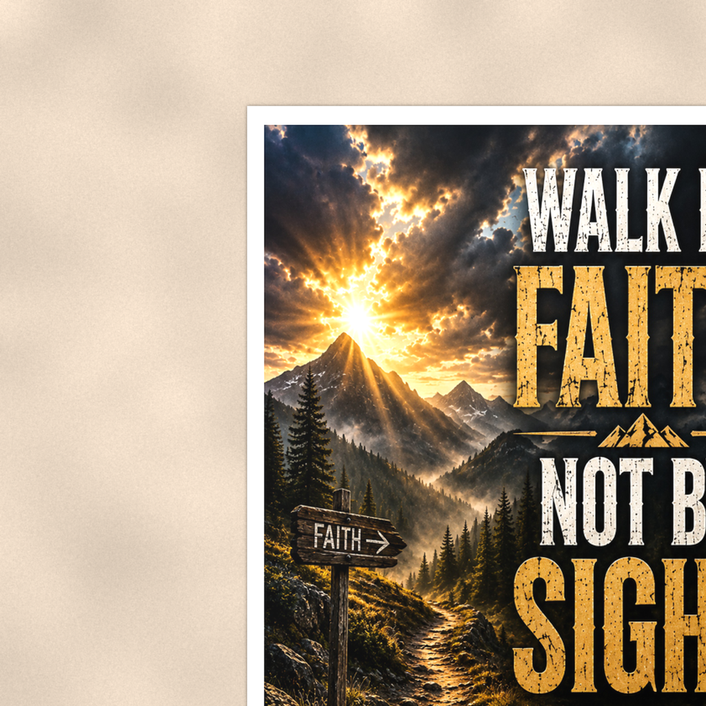 Walk By Faith, Not Sight - 2 Corinthians 5:7, Christian Poster 16x24 & 24x36 — Context view
