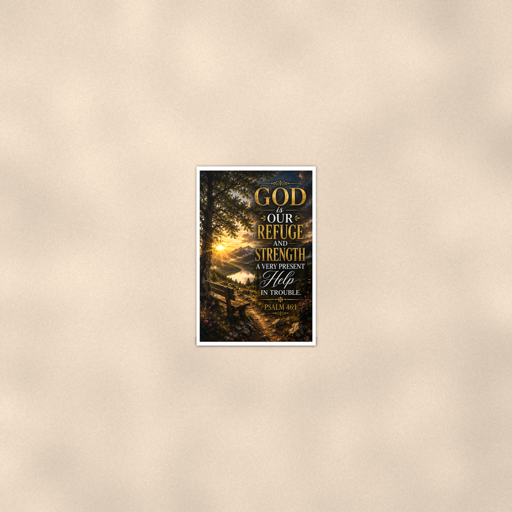God Is Our Refuge And Strength - Psalm 46:1, Christian Poster 16x24 & 24x36 — Room display