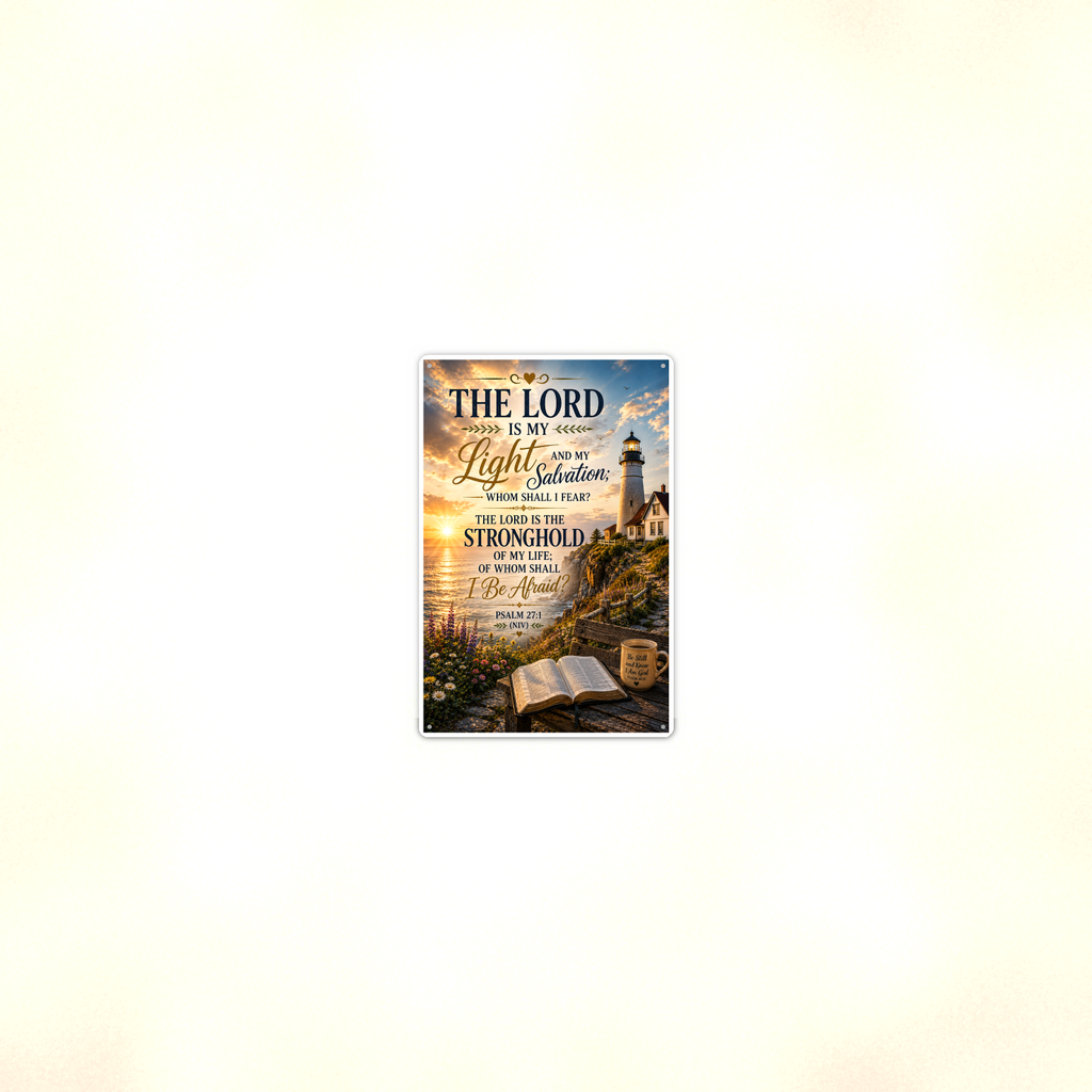 The Lord Is My Light And Salvation - Psalm 27:1, Christian Metal Sign 8x12 & 12x18 — Room display