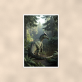 Crested Dinosaur River Scene - Poster 16x24 & 24x36, Kids Room Wall Art — Full product view