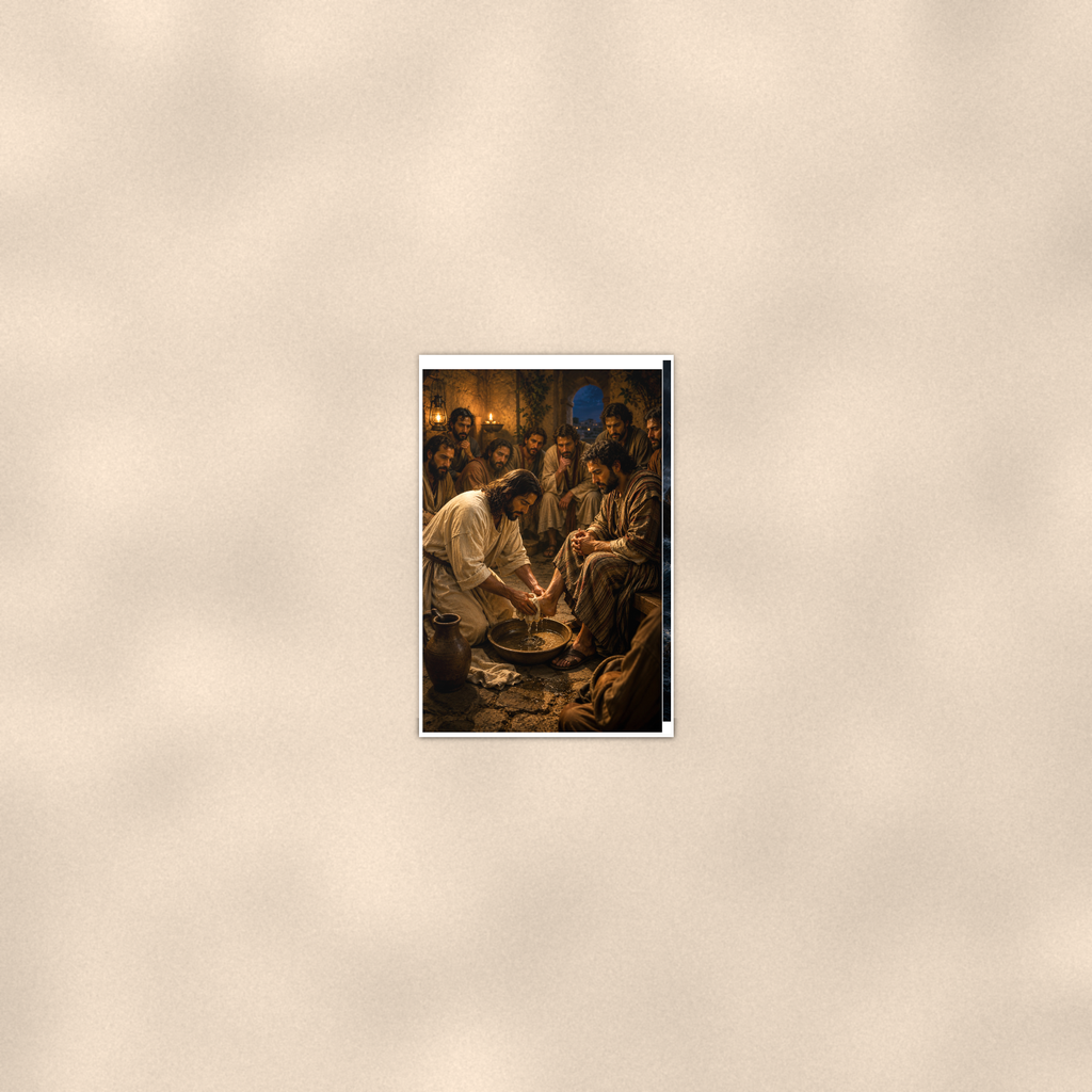 Jesus Washes A Disciple's Feet - Christian Poster 16x24 & 24x36 — Room display