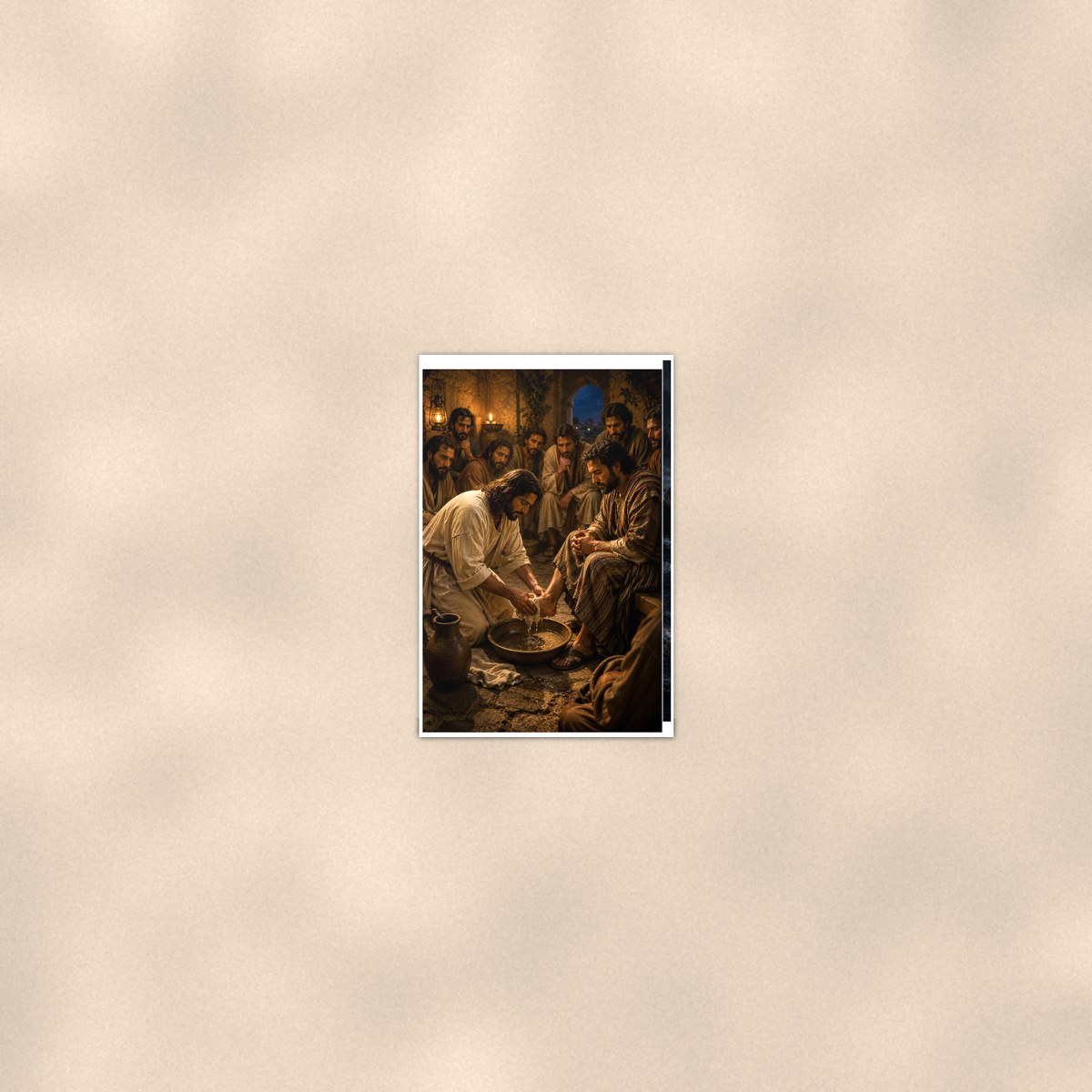 Jesus Washes A Disciple's Feet - Christian Poster 16x24 & 24x36 — Room display