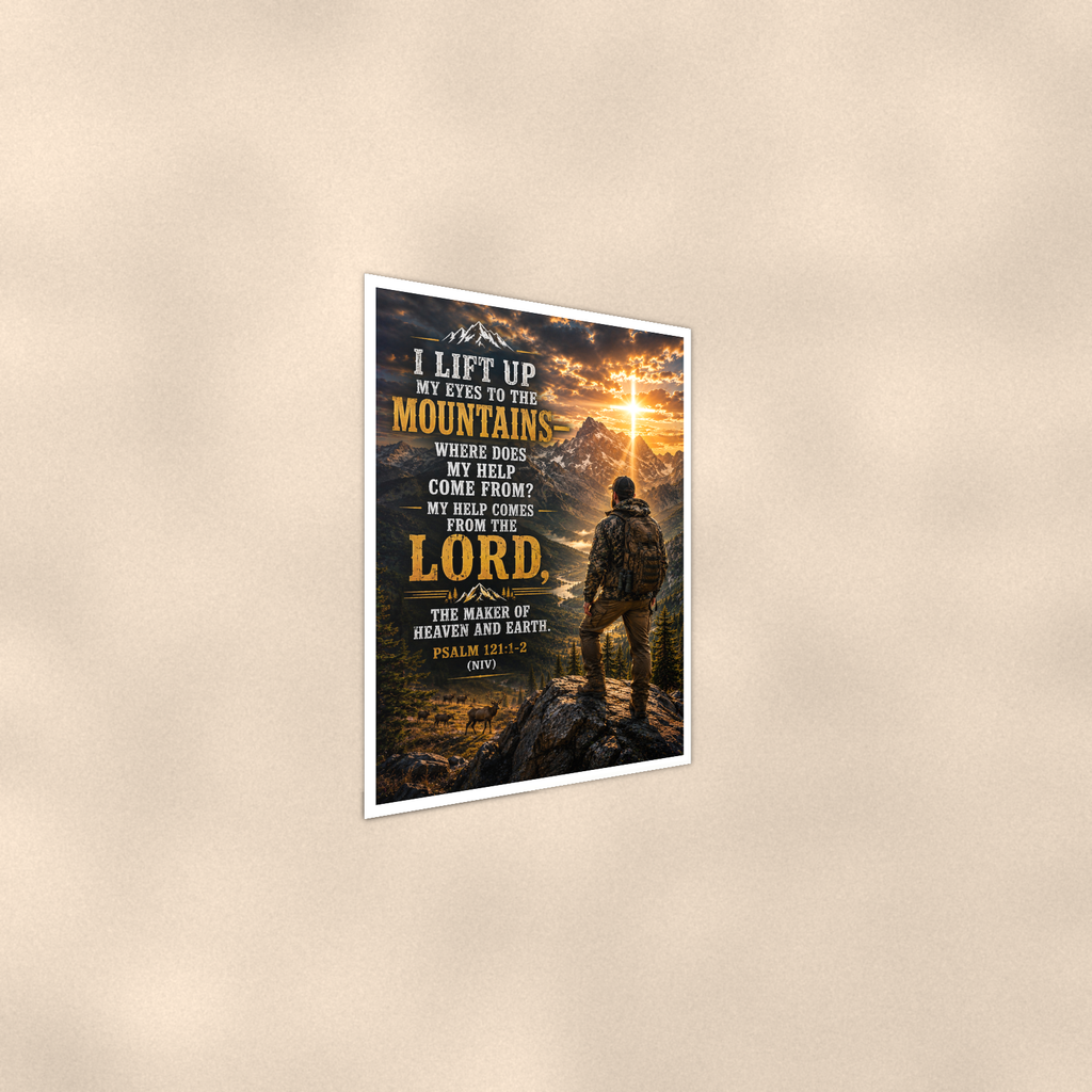 I Lift Up My Eyes To The Mountains - Psalm 121:1-2, Christian Poster 16x24 & 24x36 — Alternate wall view