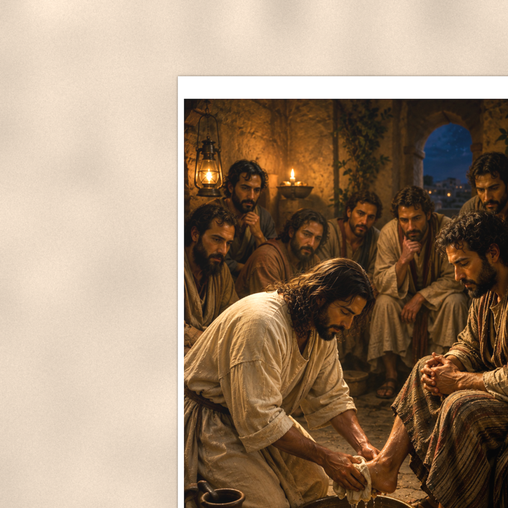 Jesus Washes A Disciple's Feet - Christian Poster 16x24 & 24x36 — Context view