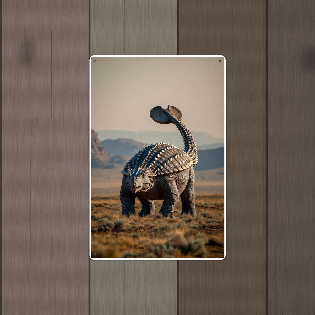 Ankylosaurus Desert Canyon - Dinosaur Metal Sign 8x12 & 12x18, Aluminum Decor — Alternate wall view