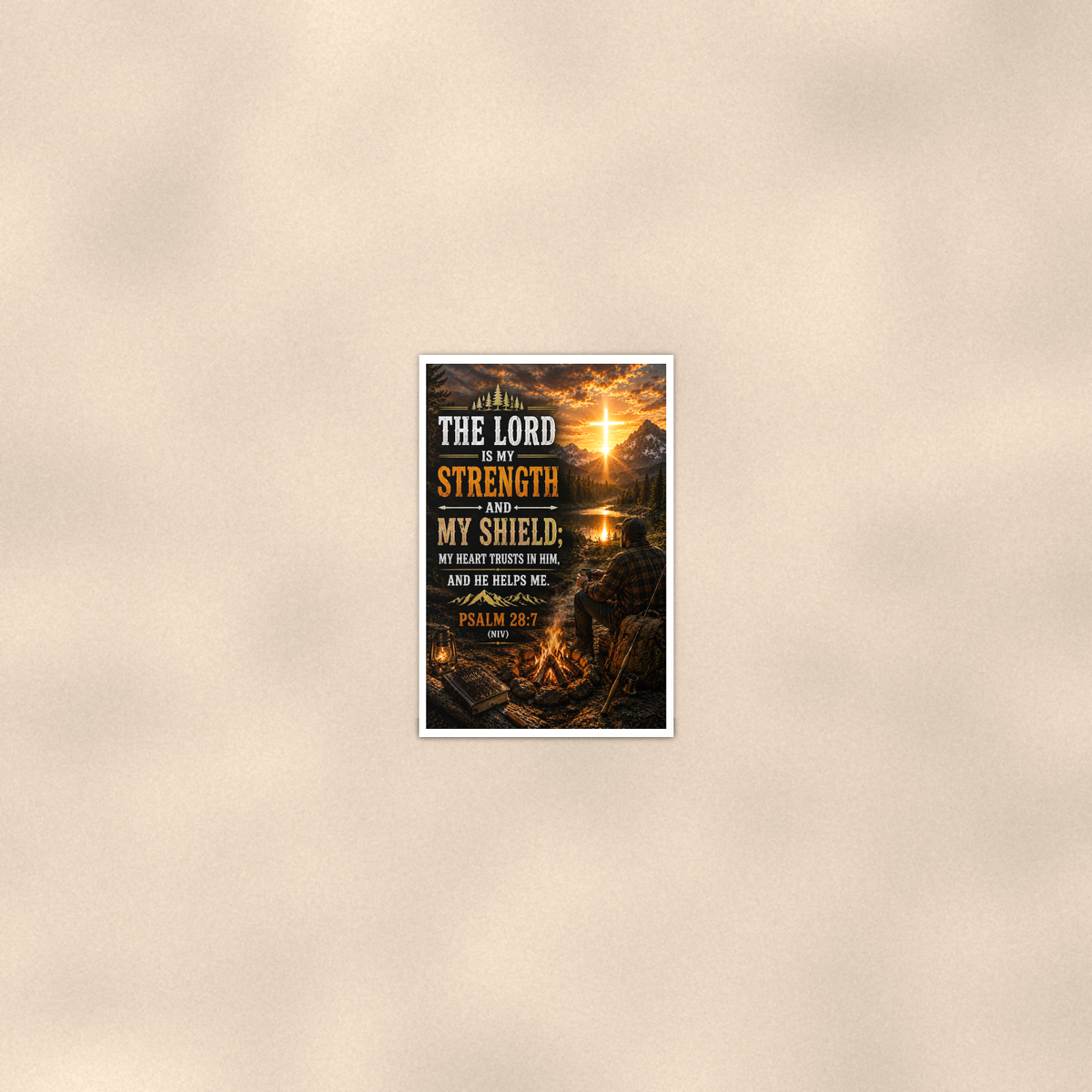 The Lord Is My Strength And Shield - Psalm 28:7, Christian Poster 16x24 & 24x36 — Room display