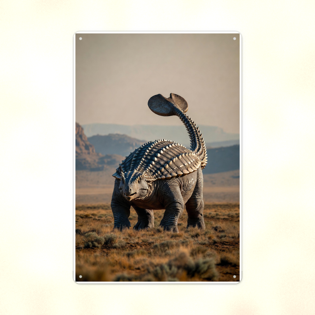 Ankylosaurus Desert Canyon - Dinosaur Metal Sign 8x12 & 12x18, Aluminum Decor — Print detail