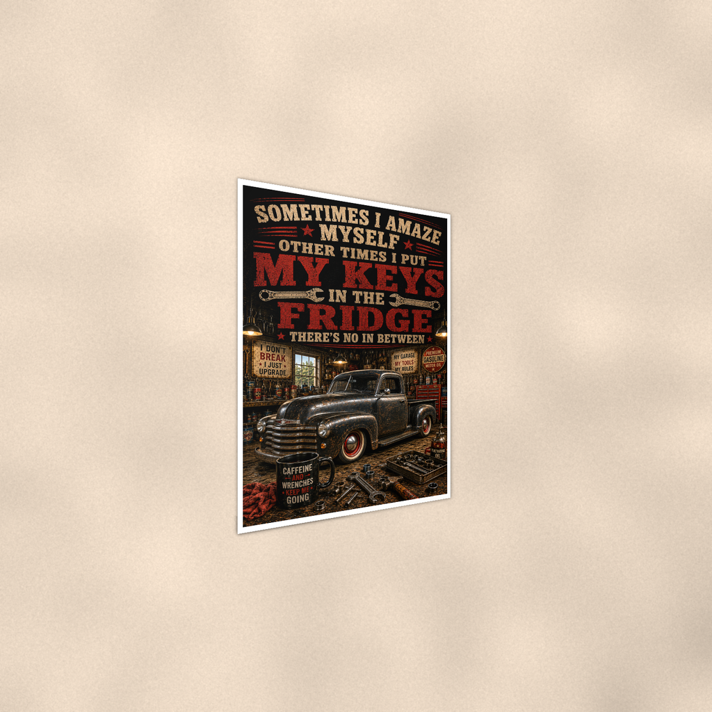 Sometimes I Amaze Myself - Keys In The Fridge, Funny Poster 16x24 & 24x36 — Alternate wall view