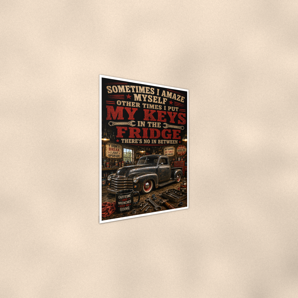 Sometimes I Amaze Myself - Keys In The Fridge, Funny Poster 16x24 & 24x36 — Alternate wall view